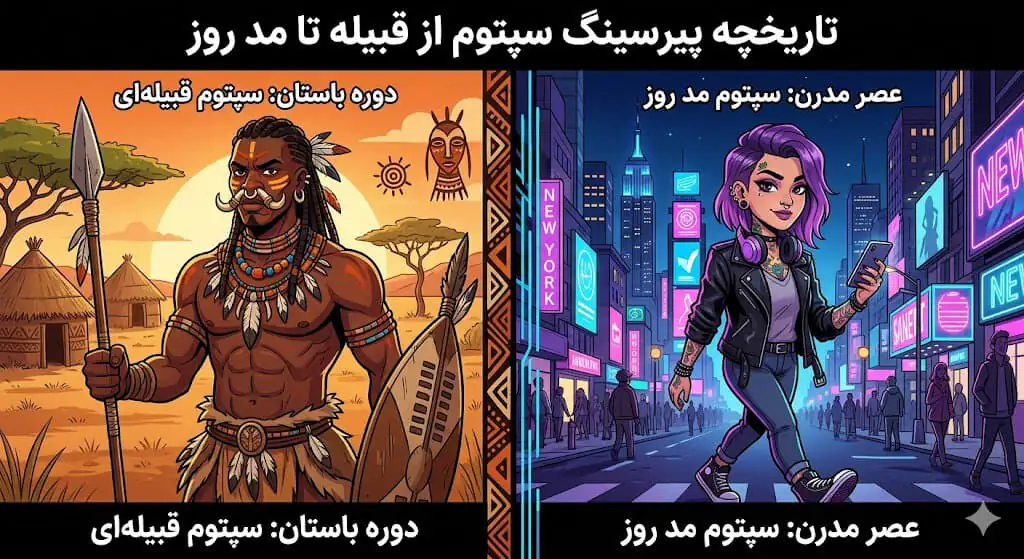تاریخچه پیرسینگ سپتوم از قبیله تا مد روز