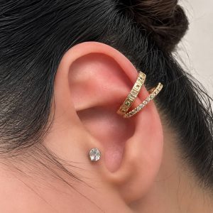 ایرکاف طلایی نگین‌دار با طراحی دو ردیفه و جزئیات لوکس