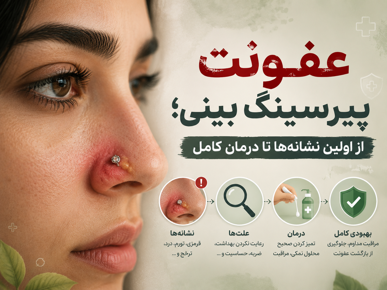 عفونت پیرسینگ بینی؛ از اولین نشانه‌ها تا درمان کامل