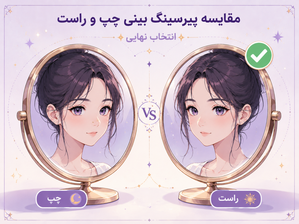 مقایسه پیرسینگ بینی چپ و راست  انتخاب نهایی