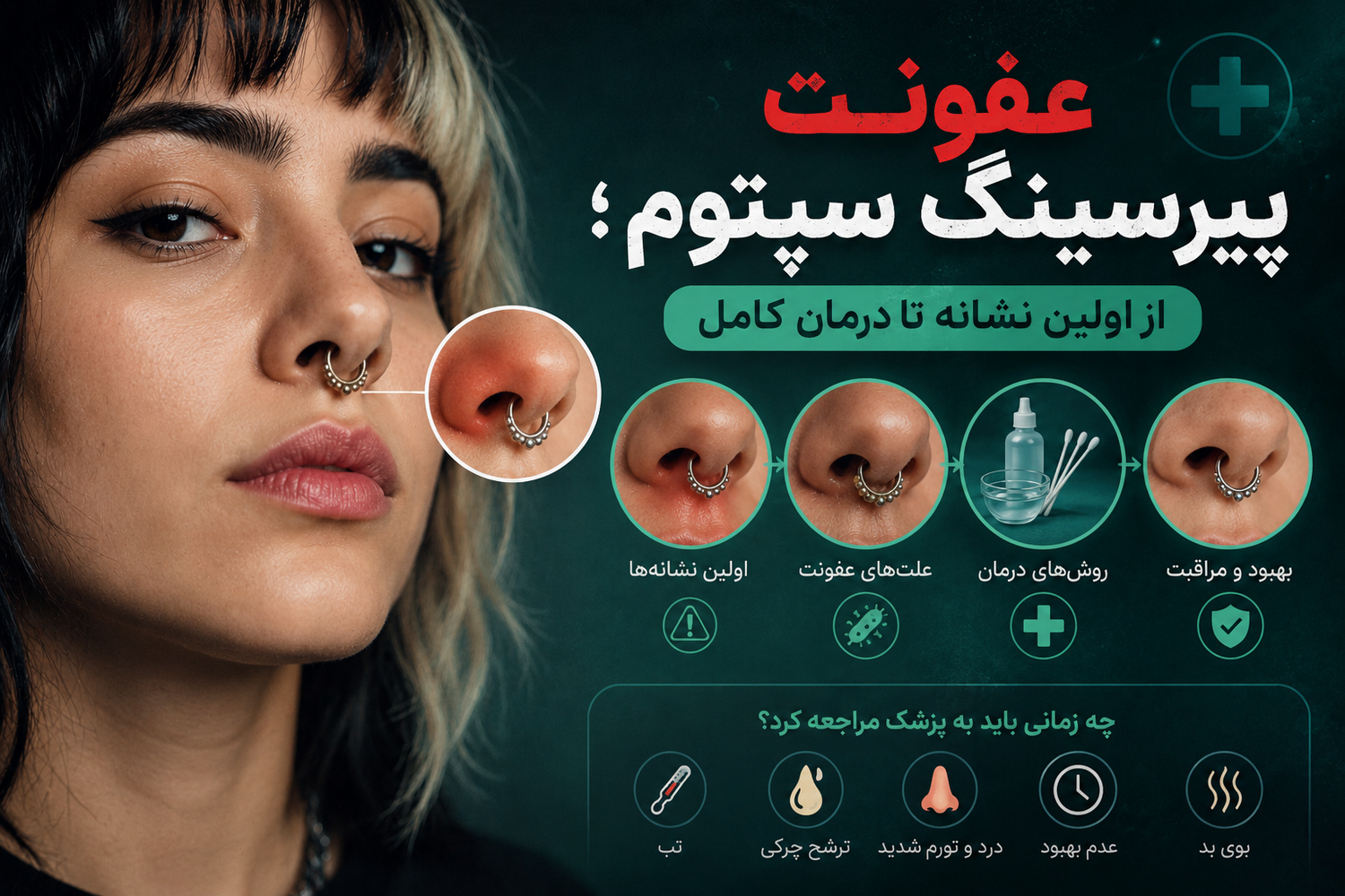 عفونت پیرسینگ سپتوم؛ از اولین نشانه تا درمان کامل