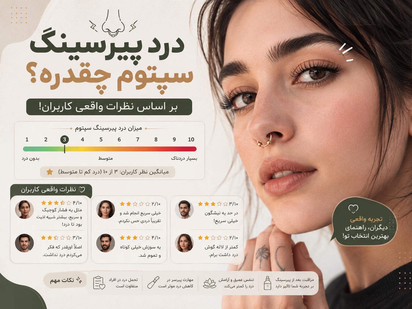 درد پیرسینگ سپتوم چقدره؟ بر اساس نظرات واقعی کاربران!