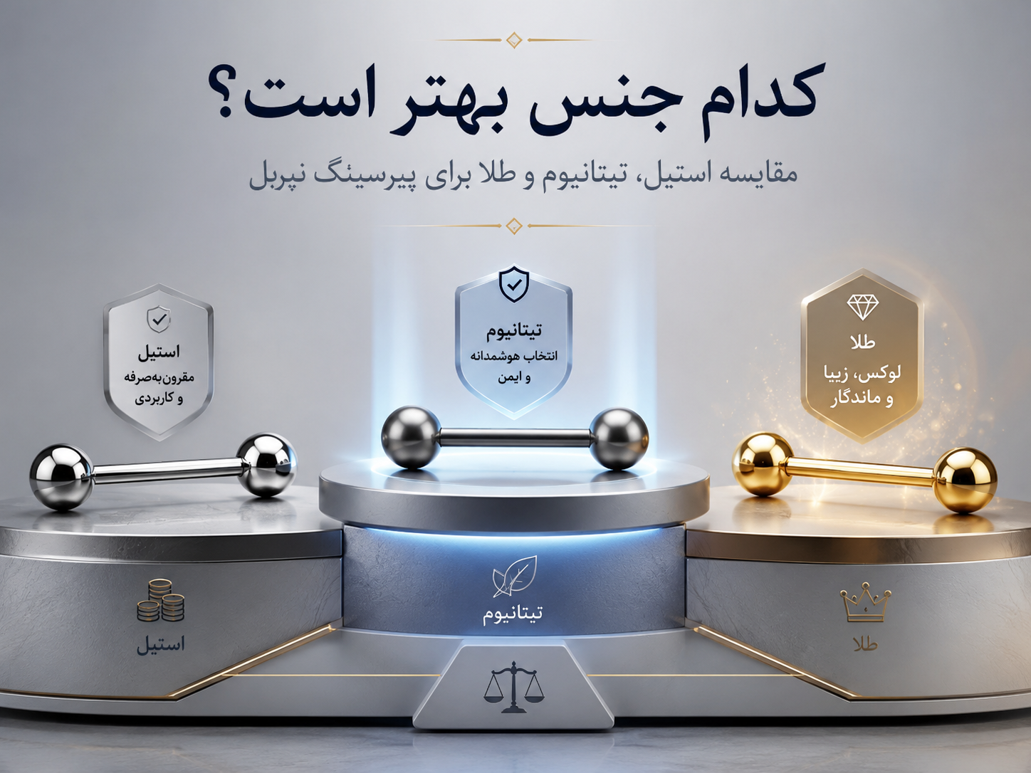بهترین جنس برای پیرسینگ نیپل چیست؟ مقایسه استیل، تیتانیوم و طلا