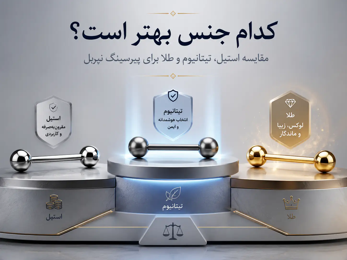 بهترین جنس برای پیرسینگ نیپل چیست؟ مقایسه استیل، تیتانیوم و طلا