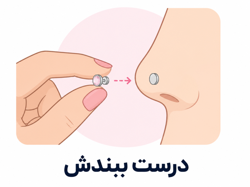 درست بستن پیرسینگ فیک بینی