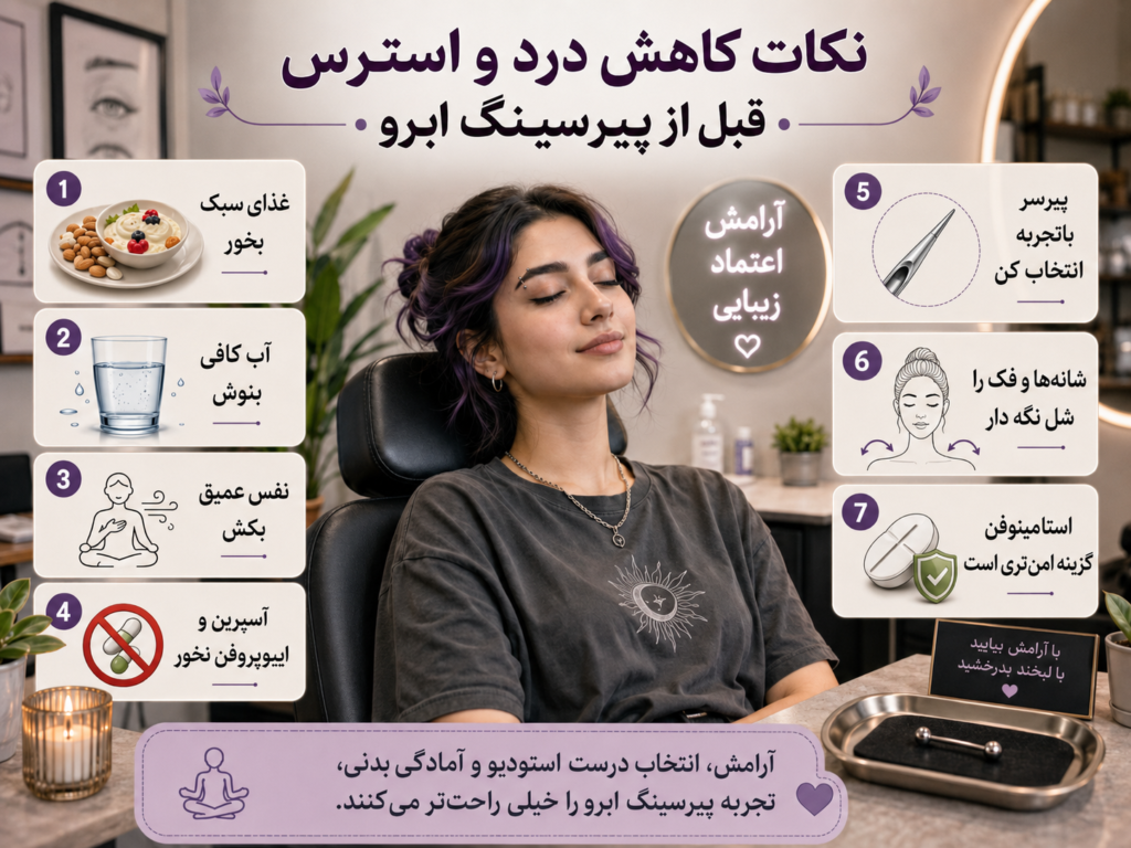 عوامل موثر بر شدت درد هنگام پیرسینگ ابرو