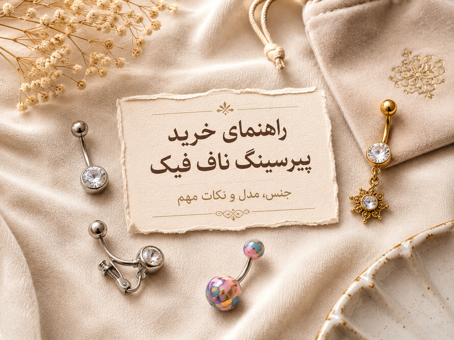 راهنمای خرید پیرسینگ ناف فیک؛ جنس، مدل و چیزایی که باید بدونی