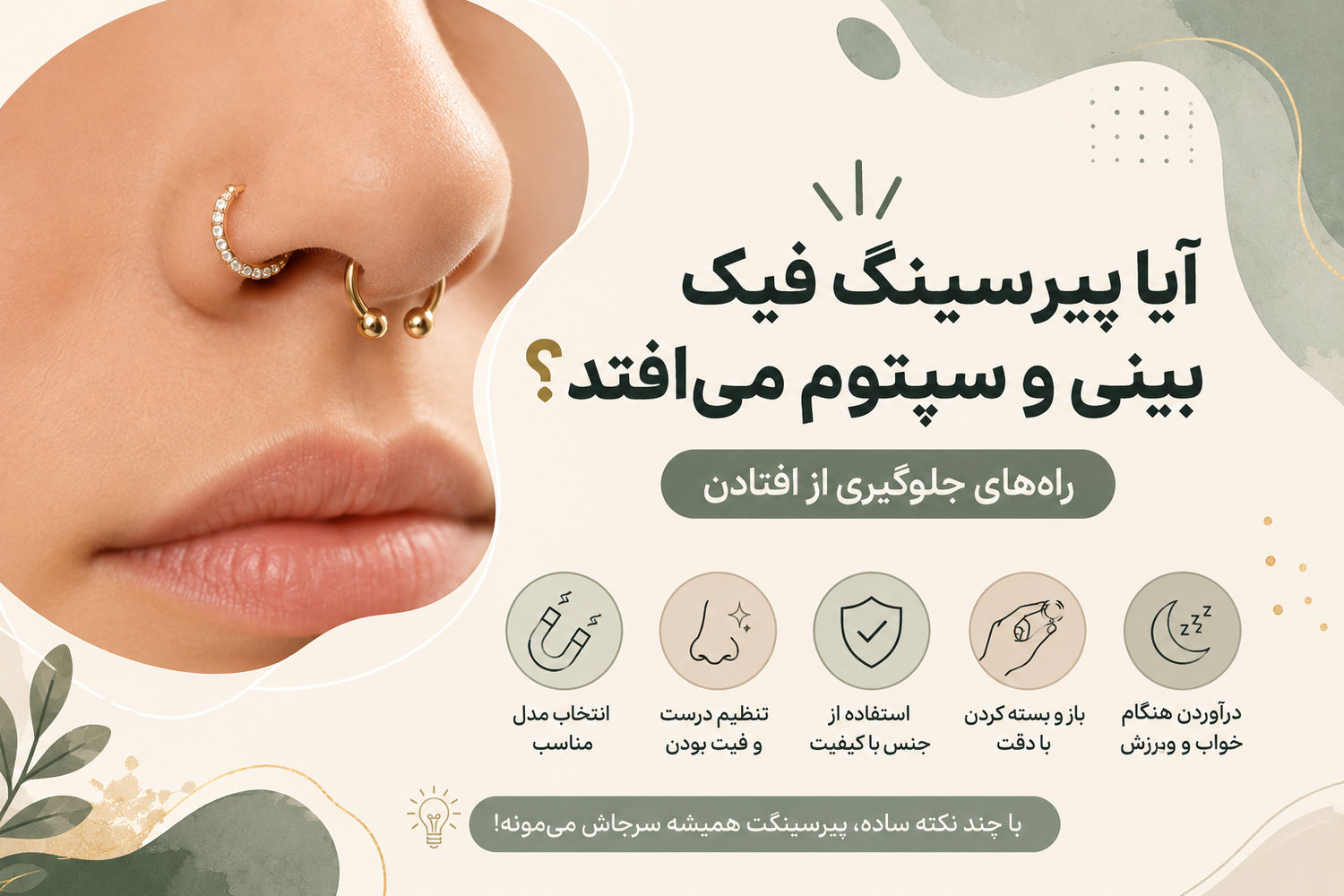 آیا پیرسینگ فیک بینی و سپتوم می‌افتد؟ راه‌های جلوگیری از افتادن