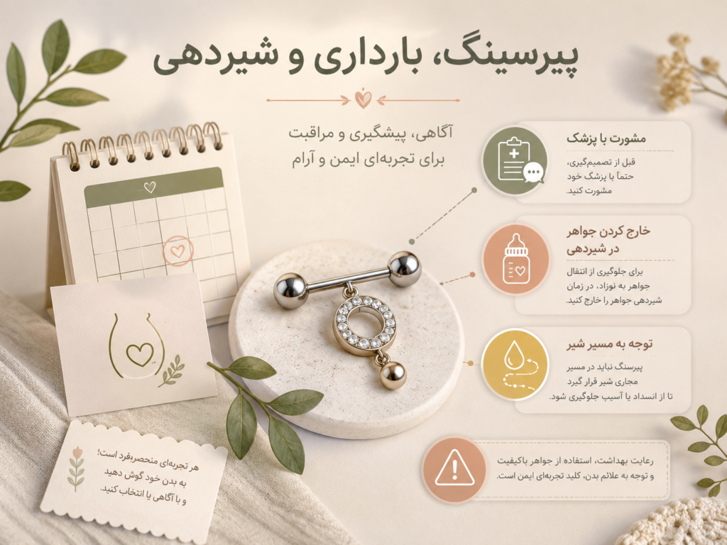 پیرسینگ نوک سینه و ارتباط آن با شیردهی و بارداری