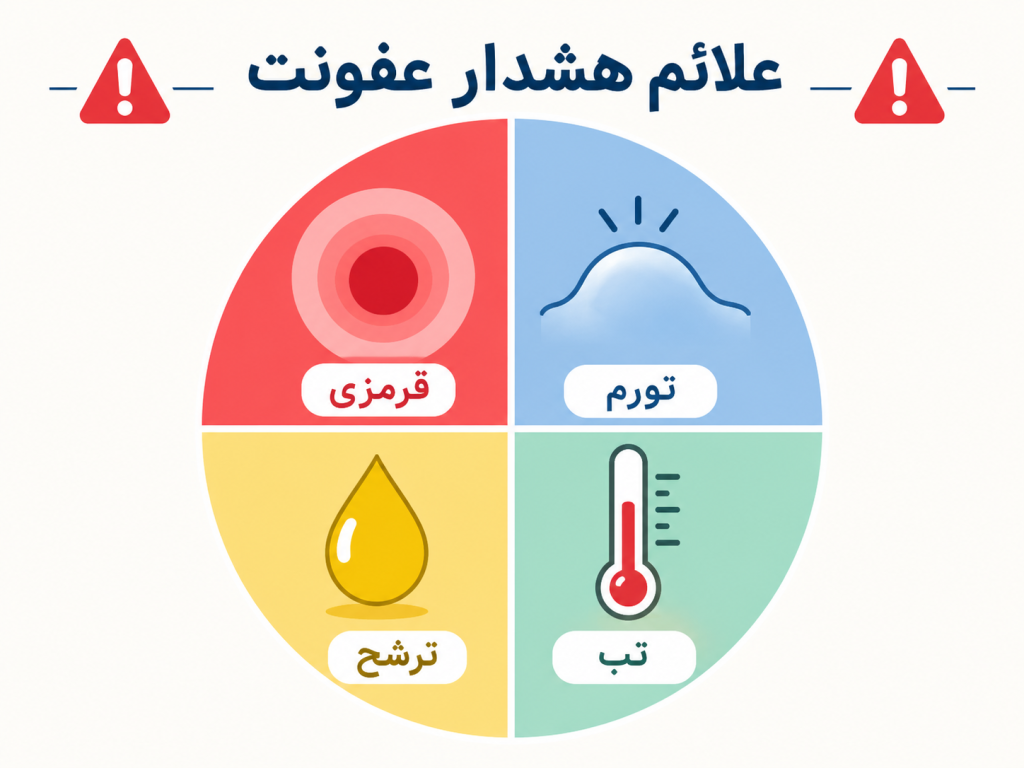 نشانه‌های هشدار عفونت پیرسینگ نیپل مانند قرمزی، تورم و ترشح غیرطبیعی