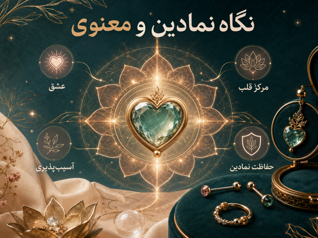 تصویر نمادین ارتباط پیرسینگ نیپل با انرژی و مرکز قلب