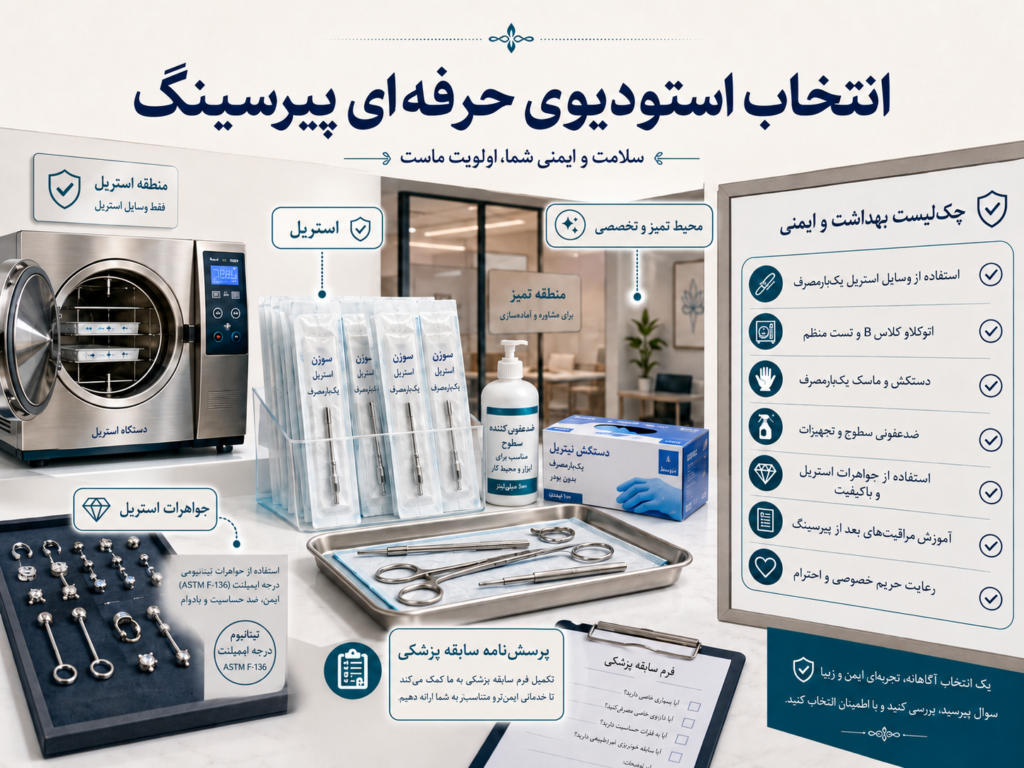 انتخاب استودیو استاندارد و حرفهای برای پیرسینگ نیپل