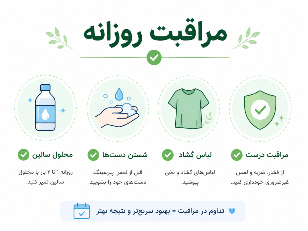 مراقبت صحیح و پیشگیرانه از پیرسینگ ناف برای جلوگیری از عفونت