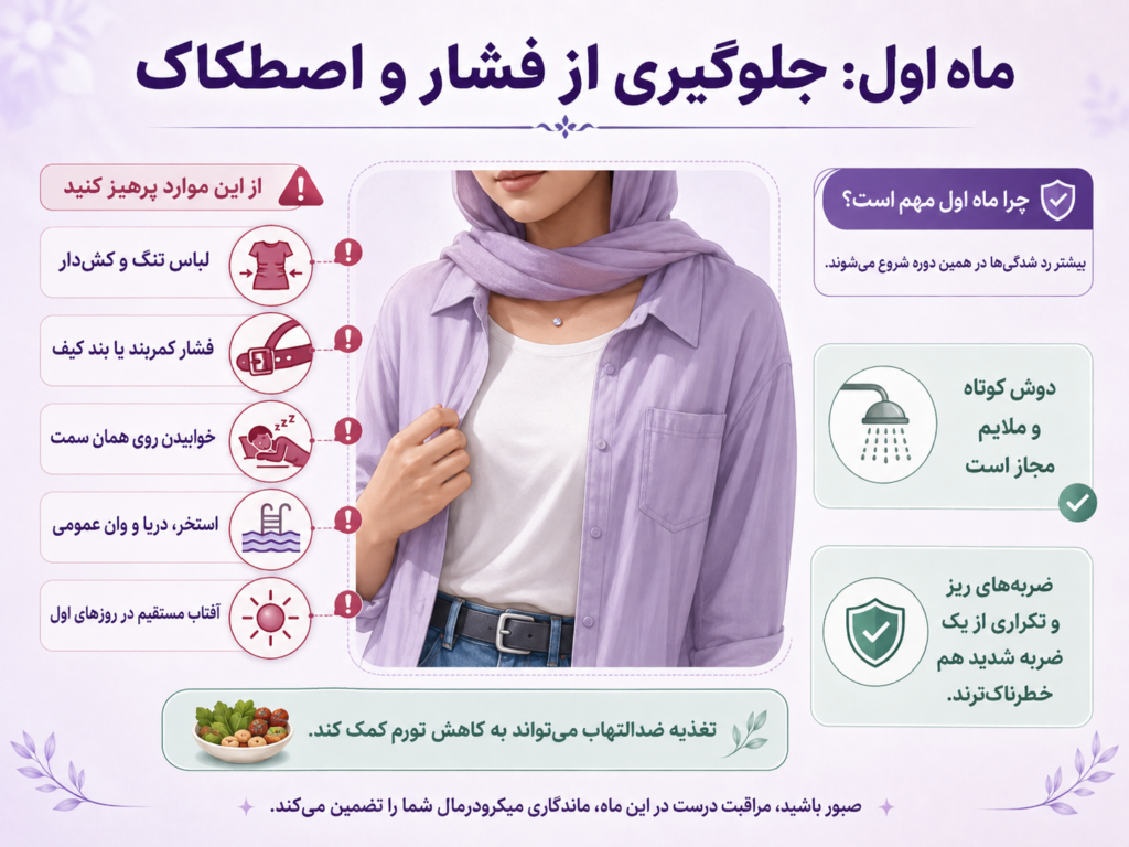 لباس و رفتارهایی که در ماه اول باید از فشار روی میکرودرمال جلوگیری کند
