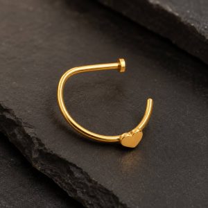 پیرسینگ فیک لب طلایی مدل قلب با طراحی ظریف و حلقه باز
