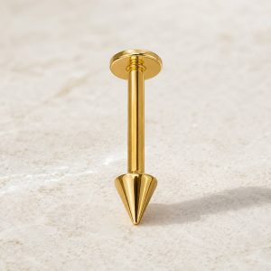 پیرسینگ لب لابرت طلایی مدل اسپایک نوک‌تیز با پشت تخت