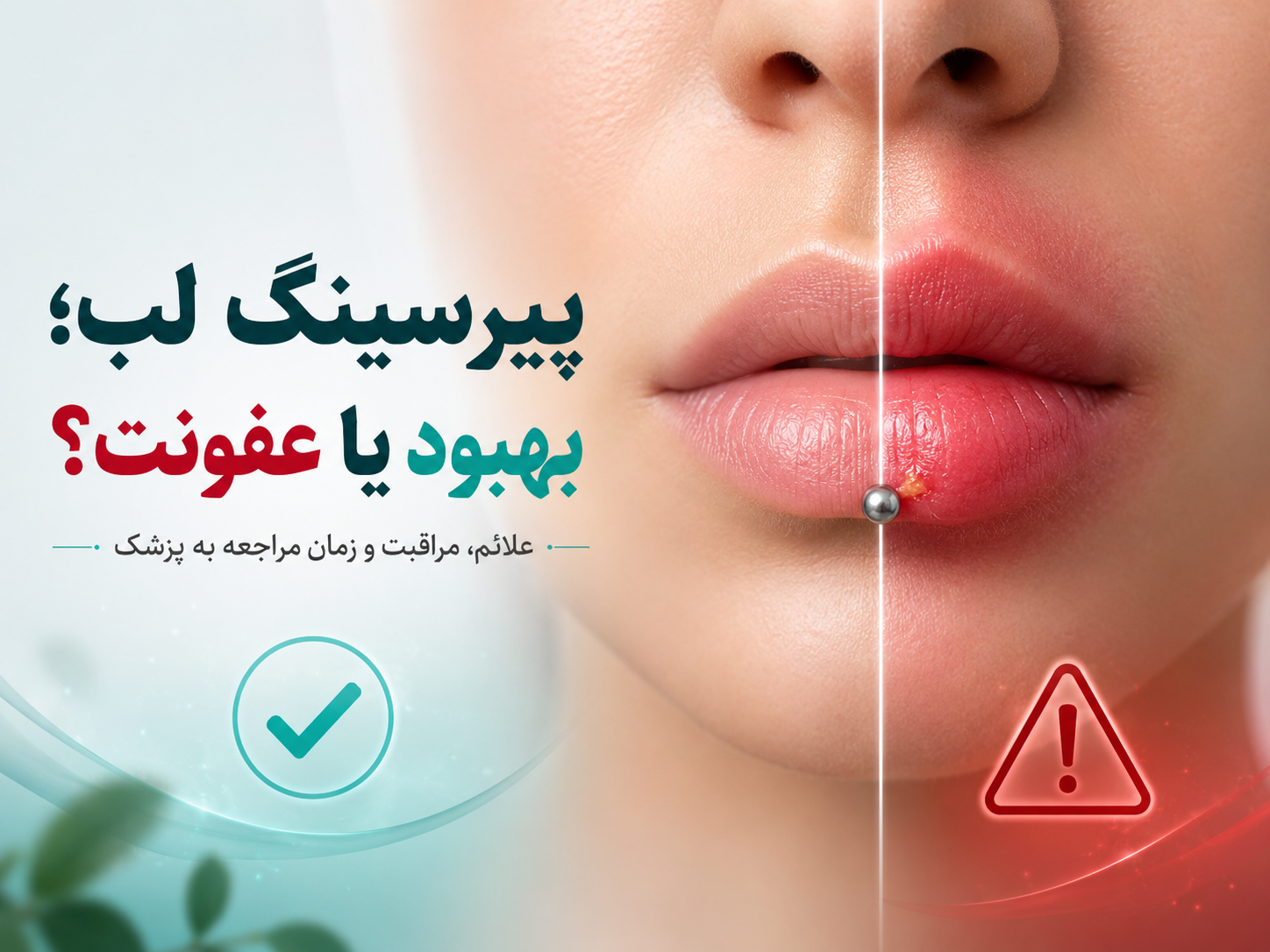 عفونت پیرسینگ لب یا بهبود طبیعی؟ راهنمای کامل تشخیص، درمان خانگی و زمان مراجعه به پزشک