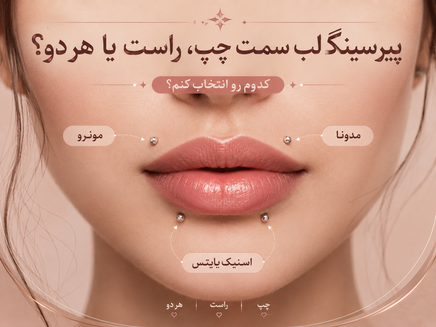 پیرسینگ لب سمت چپ، راست یا هر دو؛ کدوم رو انتخاب کنم؟