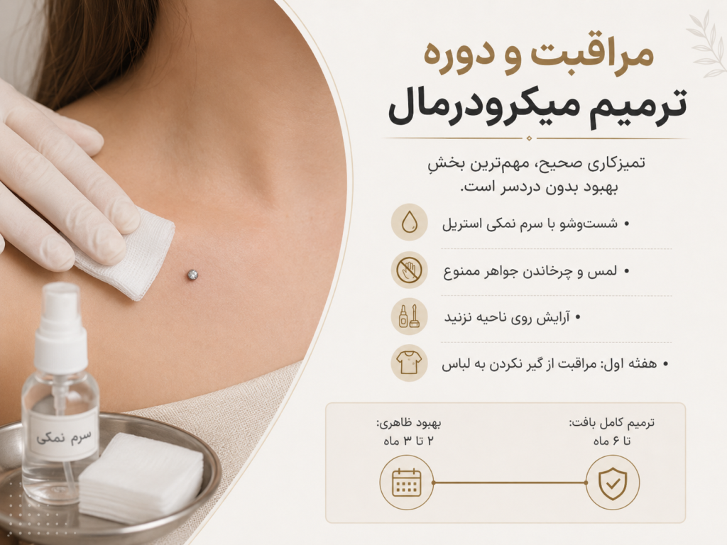 تمیز کردن پیرسینگ میکرودرمال با محلول آب‌نمک استریل