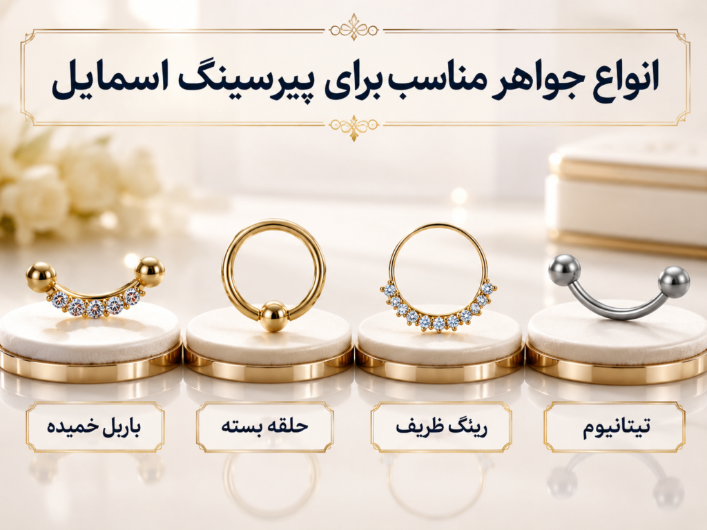 انواع جواهر مناسب برای پیرسینگ اسمایل