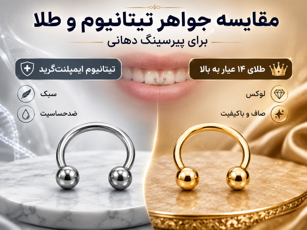 مقایسه جواهر تیتانیوم و طلا برای پیرسینگ دهانی