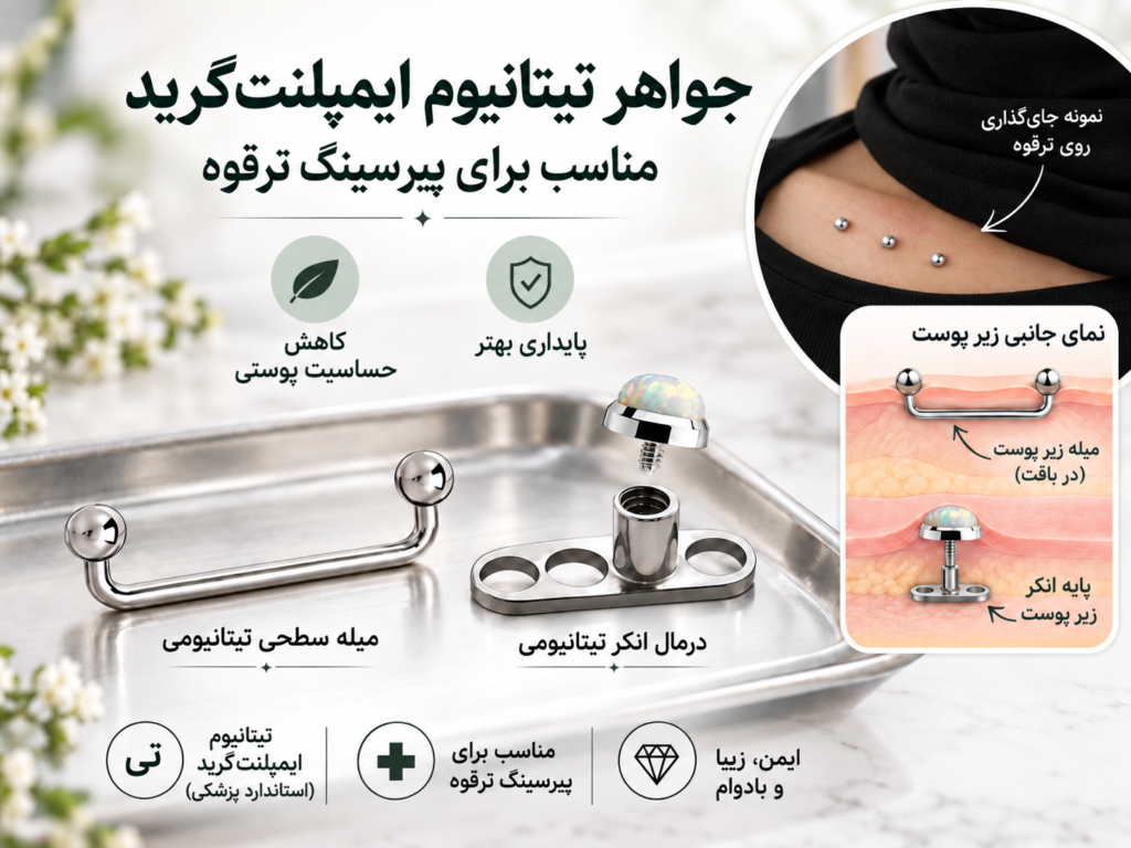 جواهر تیتانیوم ایمپلنت‌گرید مناسب پیرسینگ ترقوه