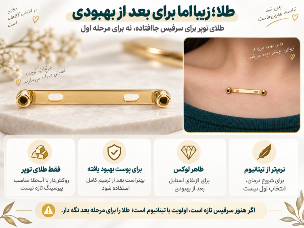 بدنه طلای توپر برای پیرسینگ سرفیس بهبود یافته