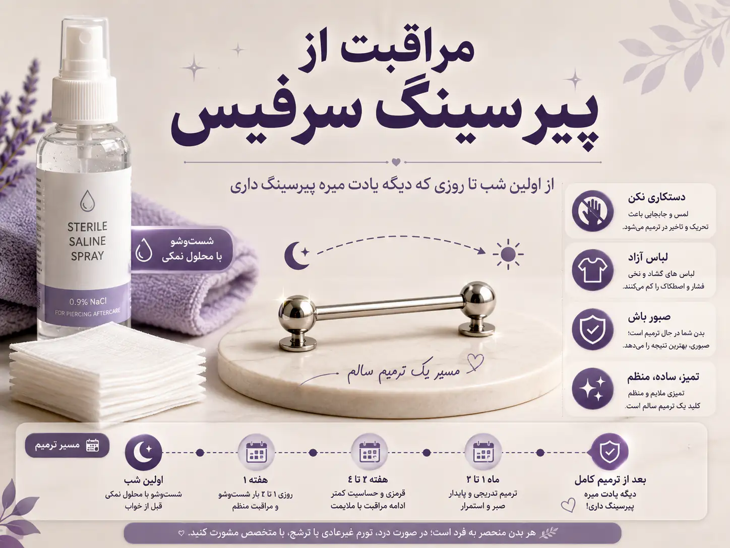 مراقبت از پیرسینگ سرفیس؛ از اولین شب تا روزی که دیگه یادت میره پیرسینگ داری
