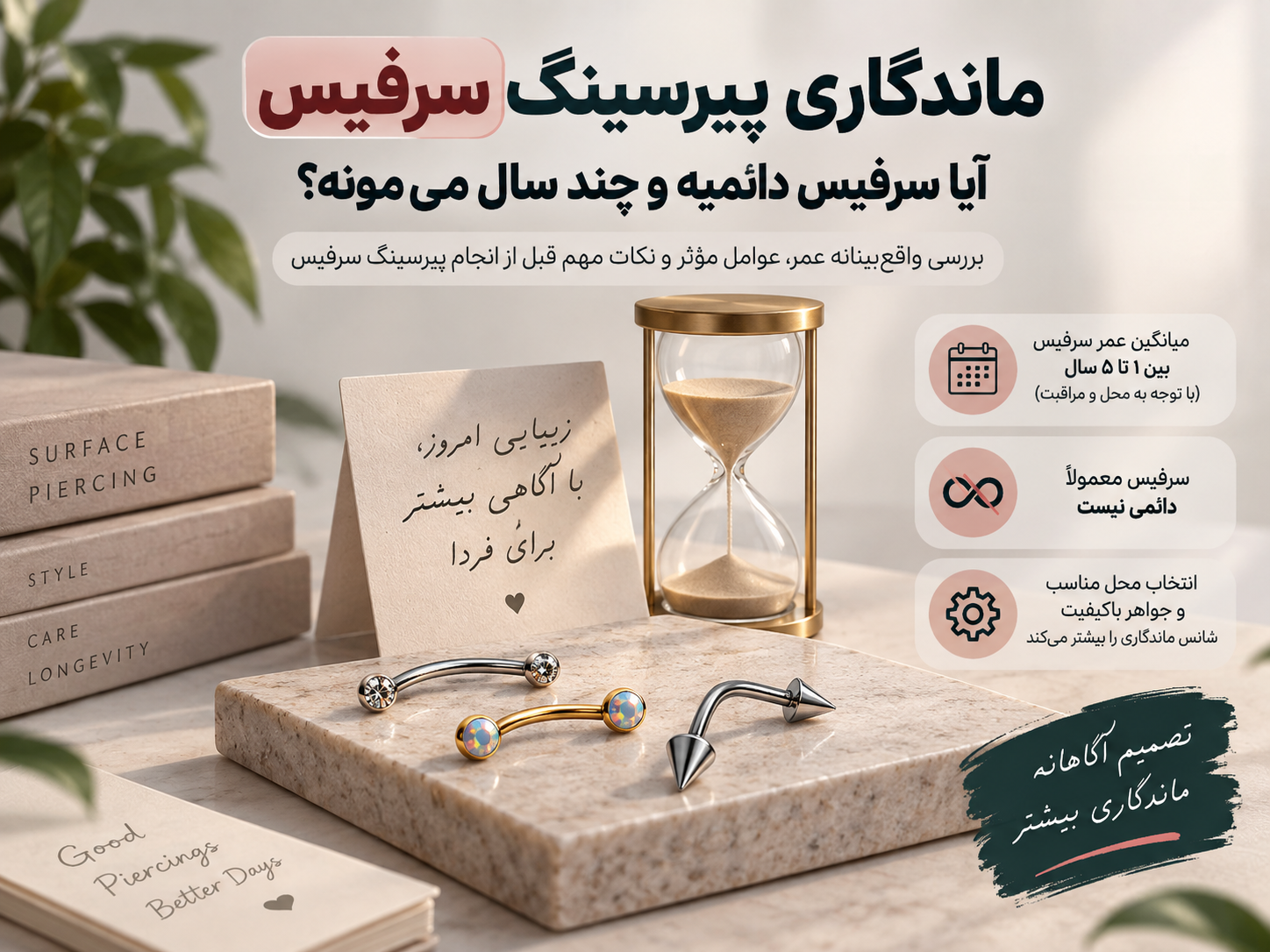 ماندگاری پیرسینگ سرفیس؛ آیا سرفیس دائمیه و چند سال می‌مونه؟