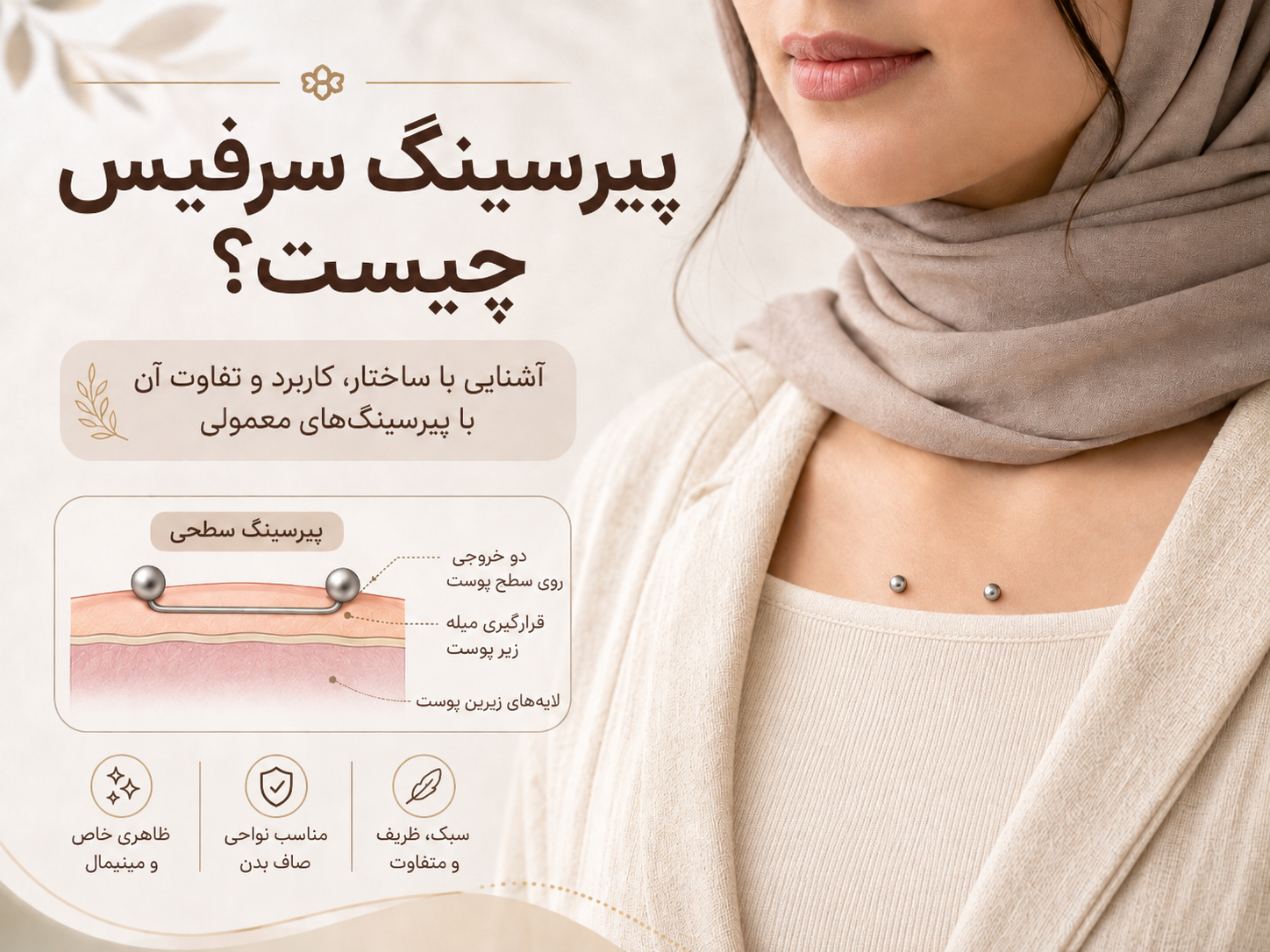 پیرسینگ سرفیس چیست؟ همه چیز درباره این پیرسینگ خاص